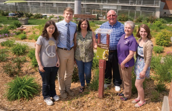 The Gaber Family shown in the Gaber Solar Clock Garden on the Truman State University Campus